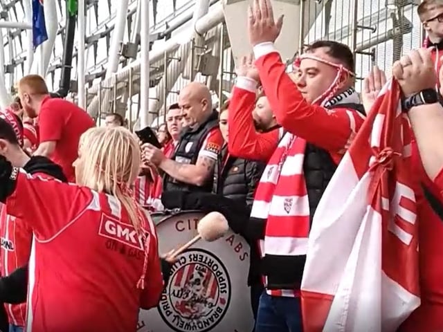 Fans enjoying the electric atmosphere in the Aviva Stadium on Sunday, November 13 for the FAI Cup Final.