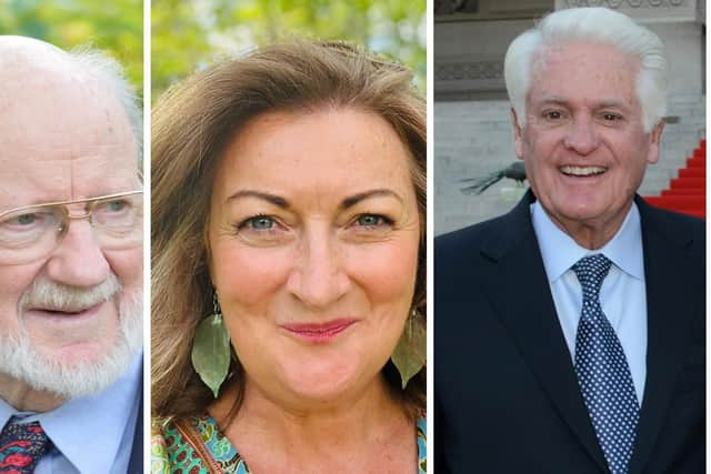 This year's Tip O'Neill Award recipients, from left: Professor William C. Campbell (Photo Credit: Damico), Caroline McLaughlin and John T. Fries.