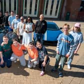 The Mayor Councillor Lilian Seenoi-Barr pictured with Bud Club’s Gavin Melly and Gary and Stephen McCaul they met with young people from the Mayoral Charity Bud Club ahead of Super Car Saturday in Guildhall Square on the Saturday of May 24. Picture Martin McKeown. 09.04.25
