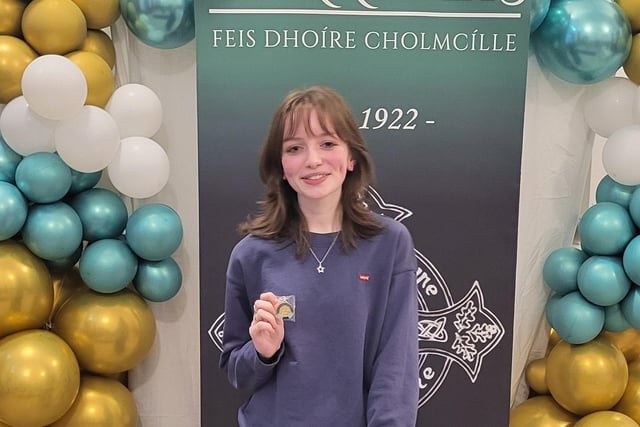 Katie Cunningham Buncrana winner of the Fiddle competition 15 to 18 years at Derry Feis. Katie attends Scoil Trad Buncrana and Scoil Mhuire Buncrana.
