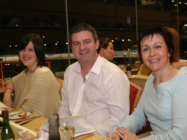 Enjoying a night out at the Lifford Stadium in March 2005.