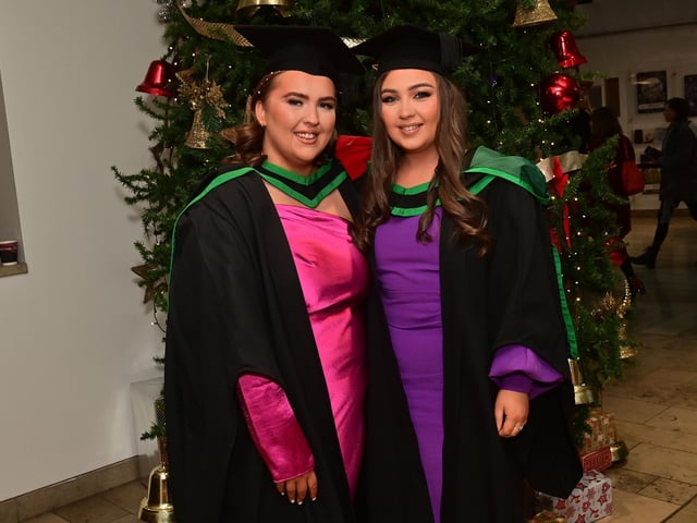 Pacemaker Press 13/12/22
From L-R Shania- Jane Callaghan and Claire McCorkell ,Who graduated in Nursing at the Ulster University graduation in the Millennium Forum in Derry on Tuesday.
Pic Pacemaker:.