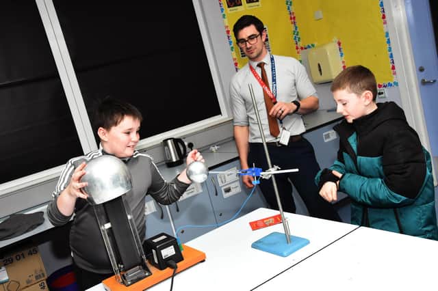 Prospective pupils taking part in a science experiment during Thursday’s Open Day.