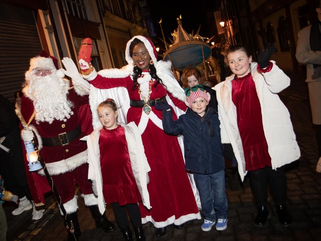 The Mayor, Santa and Friends start Friday night's magical procession through the streets of Derry before switching on the Christmas lights in Guildhall Square. (Photos: Jim McCafferty Photography)