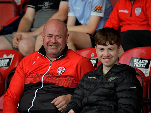 Derry City fans at the game against Sligo Rovers on Friday evening. Photo: George Sweeney. DER2327GS – 064