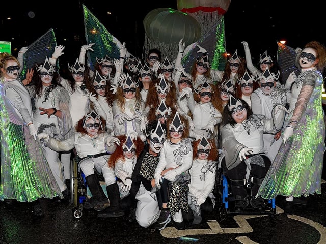 Fireworks took part in the Derry Halloween carnival parade, through the city centre, on Monday evening. Photo: George Sweeney.  DER2244GS – 075