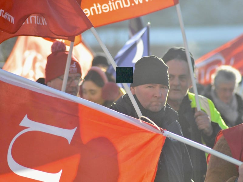 Striking public sector workers in Derry.