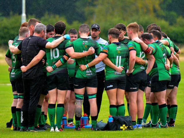 City of Derry Head coach Richard McCarter speaks to his players.  Photo: George Sweeney.  DER2234GS