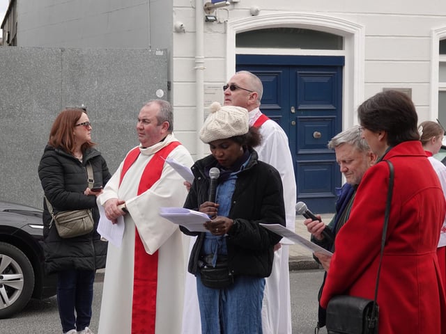 The Palm Sunday Procession on Sunday, March 24 from St, Mary's Oratory in Buncrana, during which prayers and reflections were offered and read.