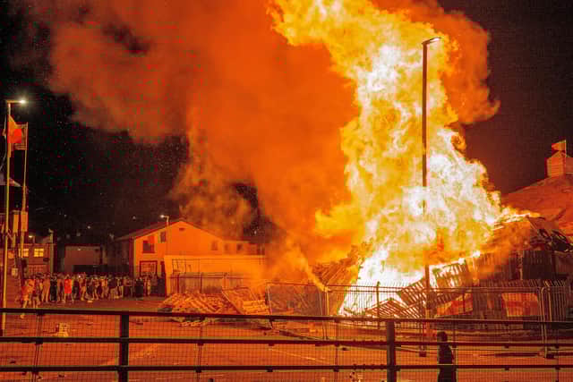 A previous bonfire in the Bogside. DER2033GS - 049