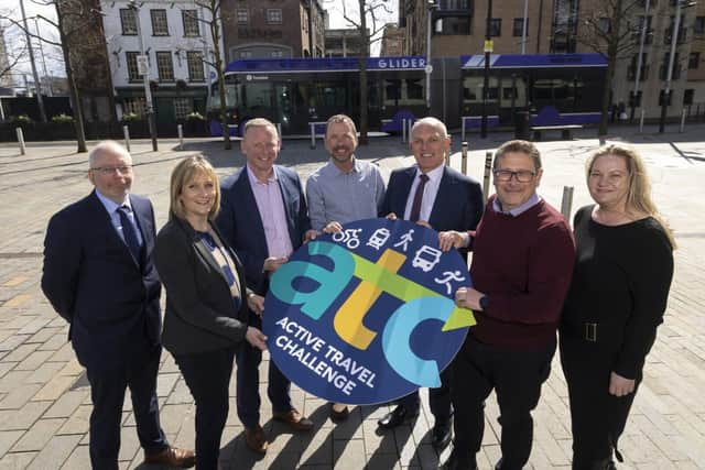 Partners pictured at the launch of this year's Active Travel Challenge