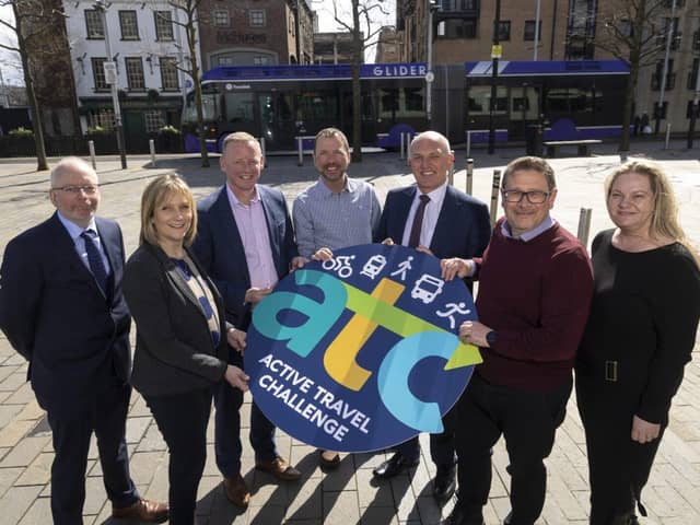 Partners pictured at the launch of this year's Active Travel Challenge
