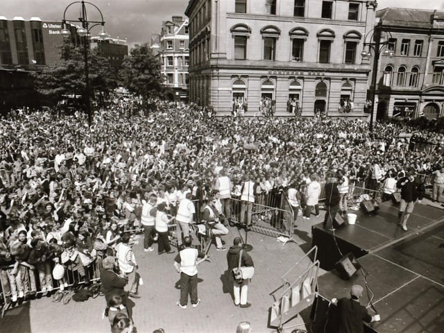 Thousands pack into Guildhall Square and Waterloo Place as Derry hosts the BBC One Roadshow with guests D:Ream, Boyzone, CJ Lewis & Carl James performing on stage.