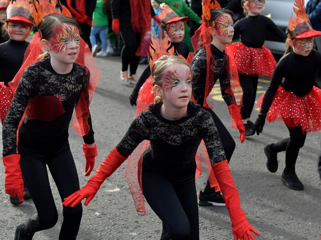 Participants in Derry’s St Patrick’s Day parade on Friday afternoon. Photo: George Sweeney. DER2311GS – 66