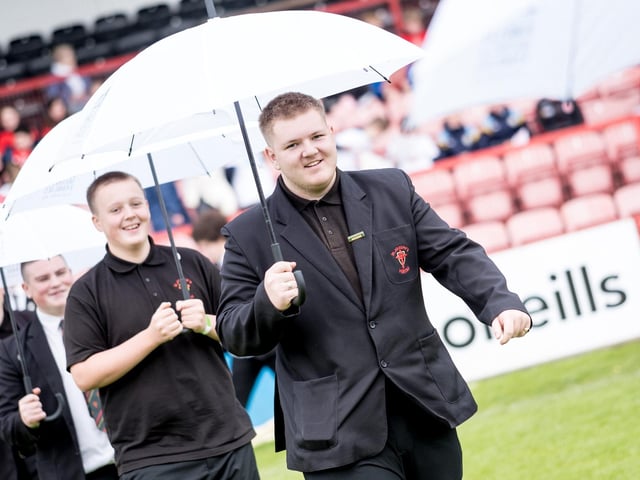 Participants at the Derry Diocese Fan The Flame annual Mass 2025 in Celtic Park.