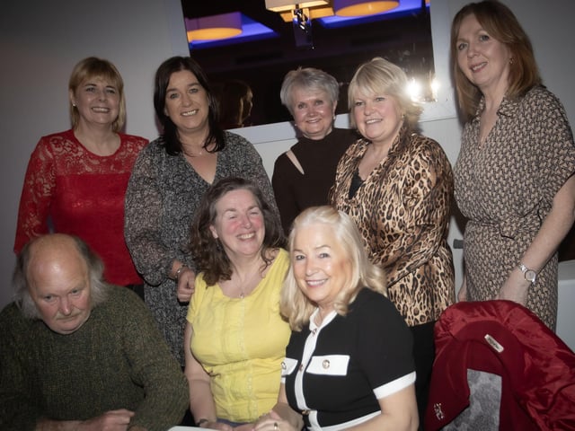 This group from the Creggan enjoying festivities at Tuesday's Triax dinner and dance at the Maldron Hotel, Derry.