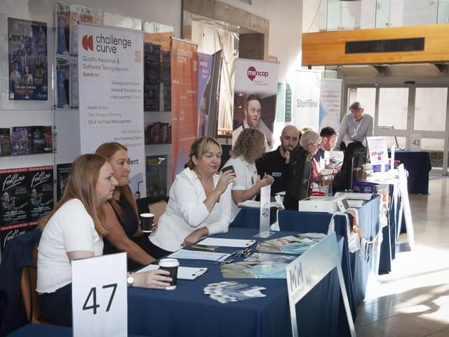 Some of the stalls and exhibitors at a previous Derry Strabane Jobs Fair at the Millennium Forum.