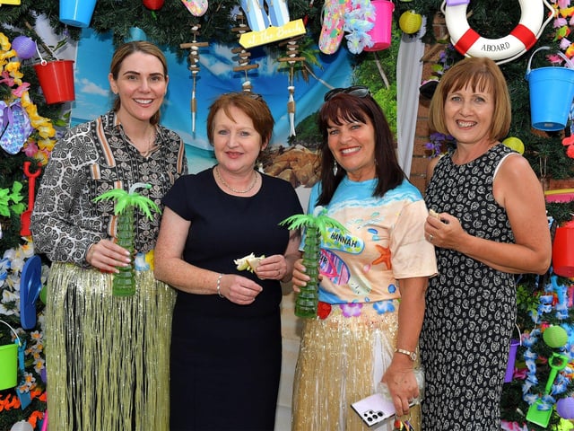 Deidre Nash, Kneta Kealey, Margaret Cunningham and Grainne Robinson pictured at the recent Habinteg Big Beach Lunch at Farland Way. Photo: George Sweeney. DER2325GS – 027