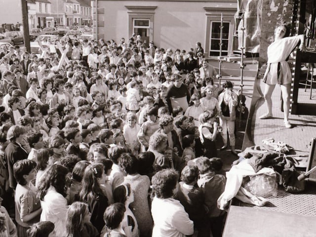 Crowds gather for Buncrana Live Aid in September 1985.