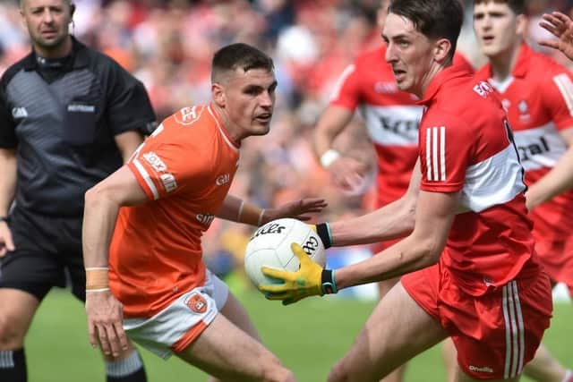 Derry Paul Cassidy on the attack against Armagh in Clones on Sunday. (Photo: John Merry)