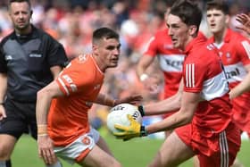 Derry Paul Cassidy on the attack against Armagh in Clones on Sunday. (Photo: John Merry)