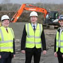 Pictured at the site of Arbour Housing’s new affordable housing development at Buncrana Road in Derry are Danske Bank’s Paul Herbison, Arbour Housing CEO Kieran Matthews, and Jordan Allingham from EHA.