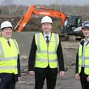 Pictured at the site of Arbour Housing’s new affordable housing development at Buncrana Road in Derry are Danske Bank’s Paul Herbison, Arbour Housing CEO Kieran Matthews, and Jordan Allingham from EHA.