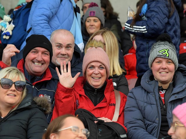 Fans at Derry’s game against Dublin, in Celtic Park, on Saturday. Photo: George Sweeney