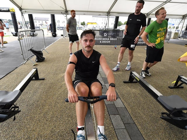 Blane O'Donnell takes part in the Ebrington Hyrox on Saturday morning. Photo: George Sweeney