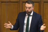 Colum Eastwood speaking in the British House of Commons on Monday, February 26.