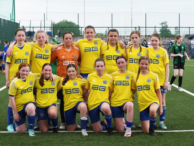 The Moyola Park Girls Under-13's team at the Shared Village Centre.