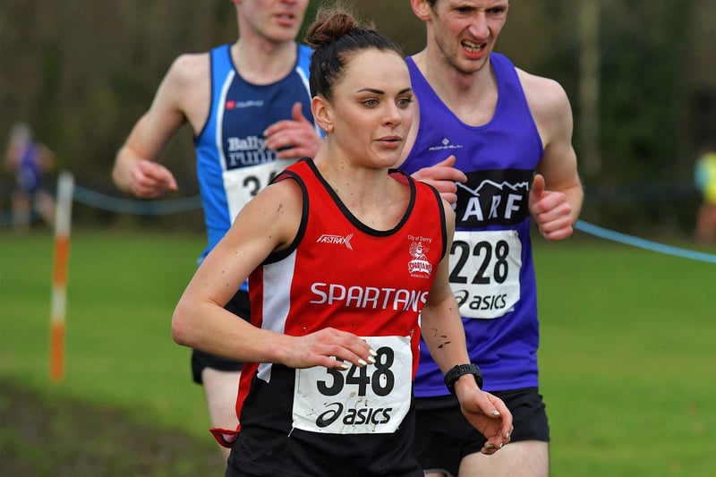December 2023: City of Derry Spartans’ Judith Storm who finished in first place in the Derry XC 6k Women’s Open race at Thornhill College. Photo: George Sweeney