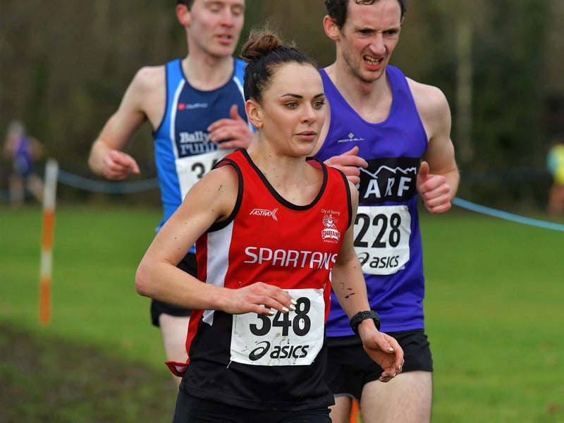 December 2023: City of Derry Spartans’ Judith Storm who finished in first place in the Derry XC 6k Women’s Open race at Thornhill College. Photo: George Sweeney