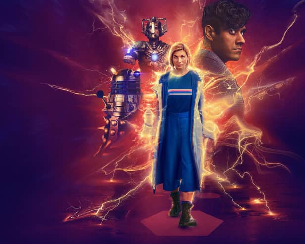 The Doctor, The Master, Ashad and Dalek