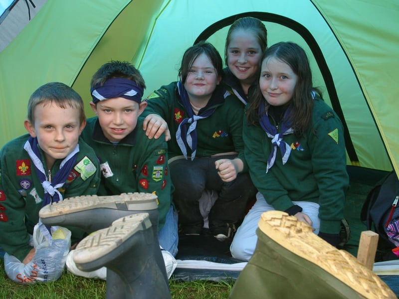 Stephen Browne, Gordon Crockett, Karen Harkin, Nicola Diver and Caroline Gillen enjoying a rest during the Donegal District Annual Cub camnp in Muff at the weekend. (0306JB867)