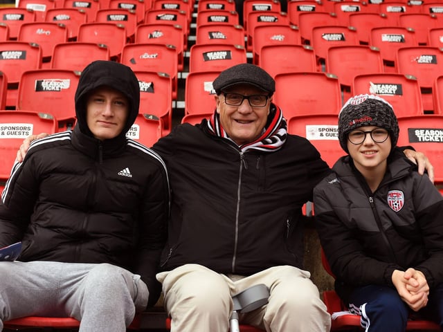 Fans in the Brandywell for Derry City’s game against Shelbourne. Photograph: George Sweeney