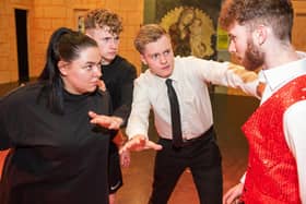 Niamh Morrison, Darragh Keavenney, Ben Strawbridge and John Duffy, pictured at Romeo and Juliet rehearsals at North West Regional College's Foyle Theatre. .