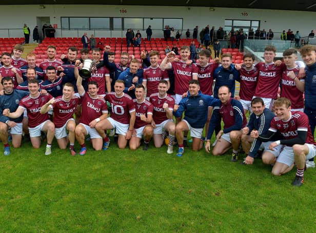 Slaughtneil  celebrate their Derry Senior Hurling Championship win over Kevin Lynch’s . Photo: George Sweeney.  DER2239GS – 025