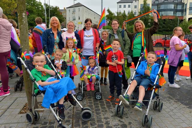 Attendees at a previous Foyle Pride Parade in Derry. Photograph: George Sweeney / Derry Journal. DER2234GS – 019
