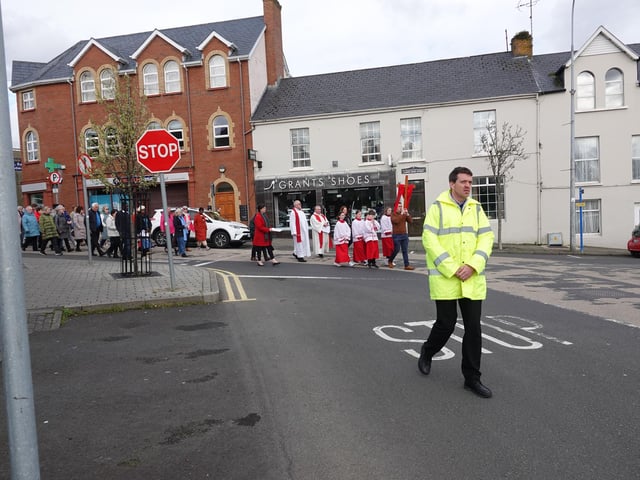 The Palm Sunday Procession on Sunday, March 24 from St, Mary's Oratory in Buncrana, during which prayers and reflections were offered and read.