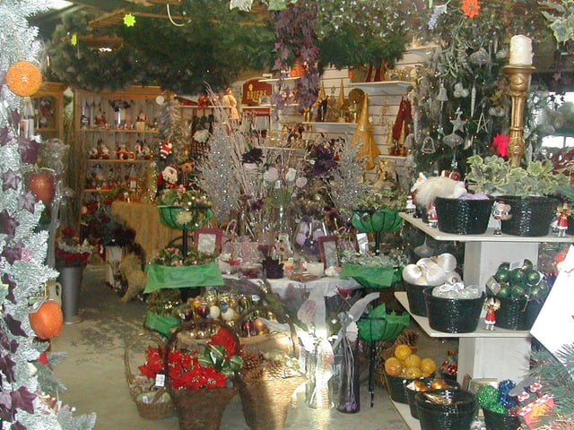 Hughes' Newsagents packed with Christmas stock in 2004.