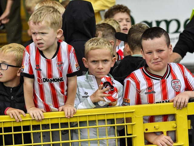 Fans attend the Derry City open training session on Monday morning in  Brandywell Stadium. The event was organised at part of the Gasyard Feile.  Photo: George Sweeney / Derry Journal