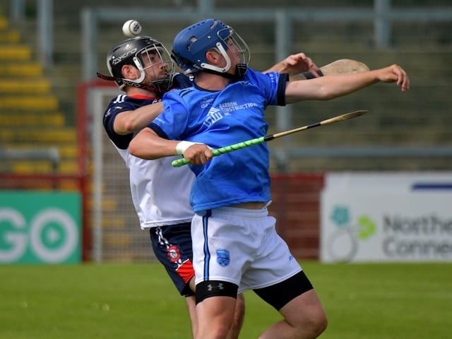 Pearse Og San Francisco in action against New York in GAA World Games Hurling International final in Celtic Park on Friday morning. Photo: George Sweeney. DER2330GS - 187