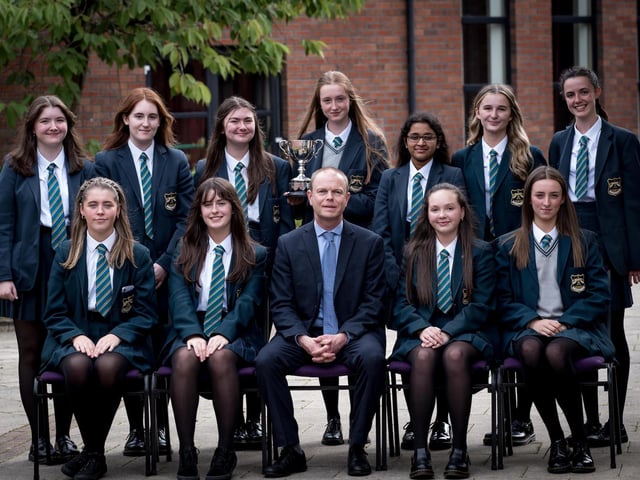 Top Performing Students in GCSE Mathematics
Front Row: Ella McCafferty, Ava Carlin, Dr N. Morewood (Head or Year), Aimee Grace Doherty, Sarah Drinan
Back row: Sara Lindsay, Clara McDevitt, Roisin O’Donnell, Clare O’Neill, Helen Simmy, Beth Tinney, Hannah Wade