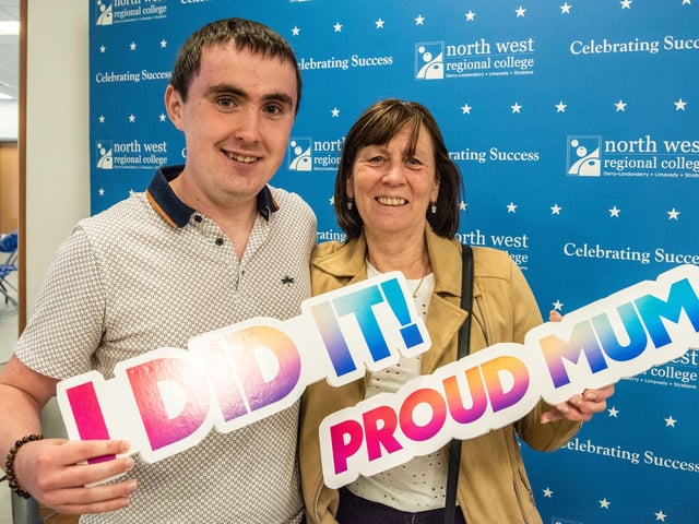 Matthew McGrotty and mum Kitty at the Best in Further Education celebrations at North West Regional College.