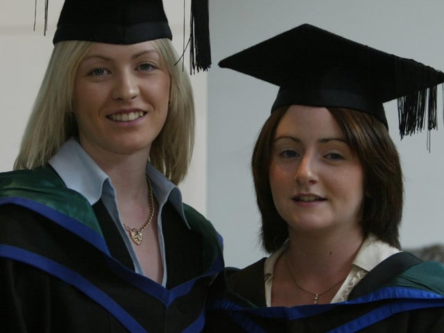 Kerry Moore and Elaine Gormley who were conferred with their BA Hons in International Business and Computers. (1107JB64)
