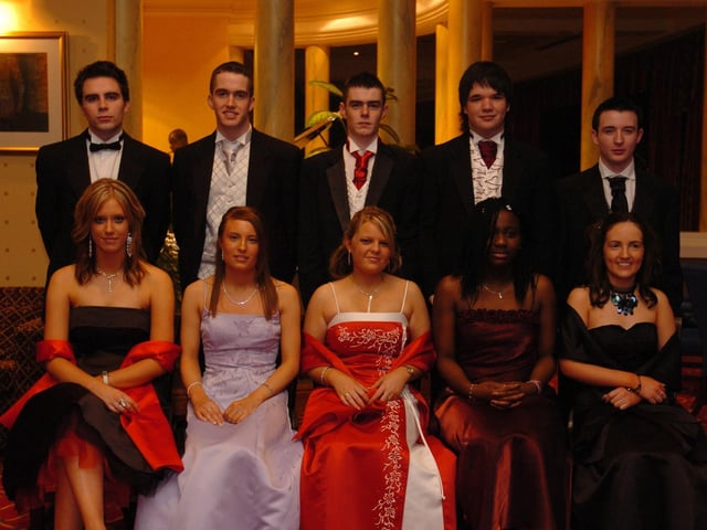 Seated, from left, Katie Cosgrove, Karen O'Kane, Nicola Barr, Enasite Diegbe, and Catherine Bonner. Standing, from left, Terry Black, Paul Bryson, Thomas Hutchman, Christopher Kerrigan, and Brian O'Kane. (1502PG13) : .