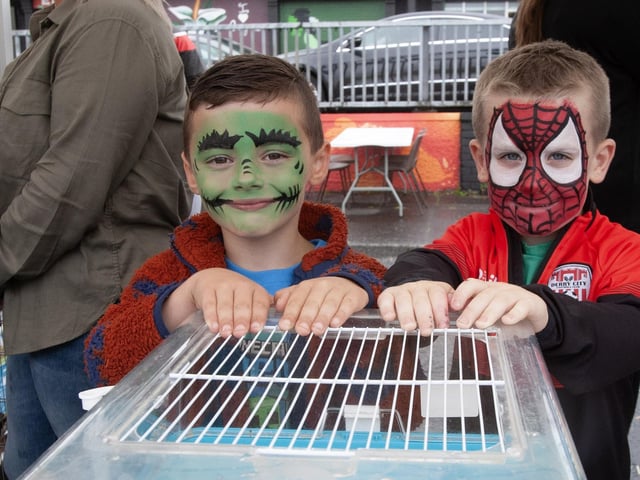 On bird watching duties at the Wan Big Party in Creggan on Tuesday were Daith Maxwell and Brady Duddy.