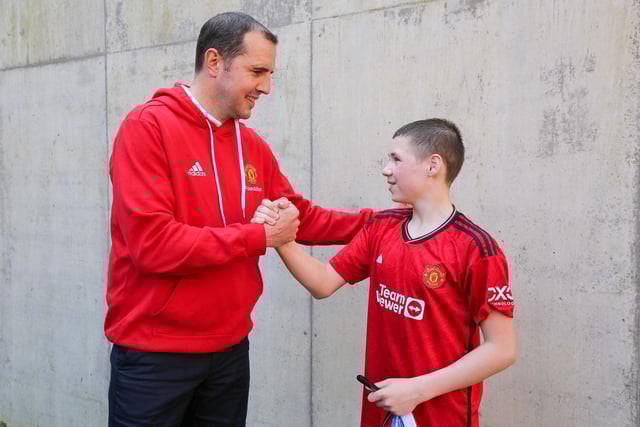 Former Manchester United and Republic of Ireland defender John O’Shea with Foundation participant Daniel.