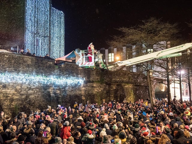 Santa in Guildhall Square during the Christmas Lights Switch on in 2017. Picture Martin McKeown. Inpresspics.com. 23.11.17